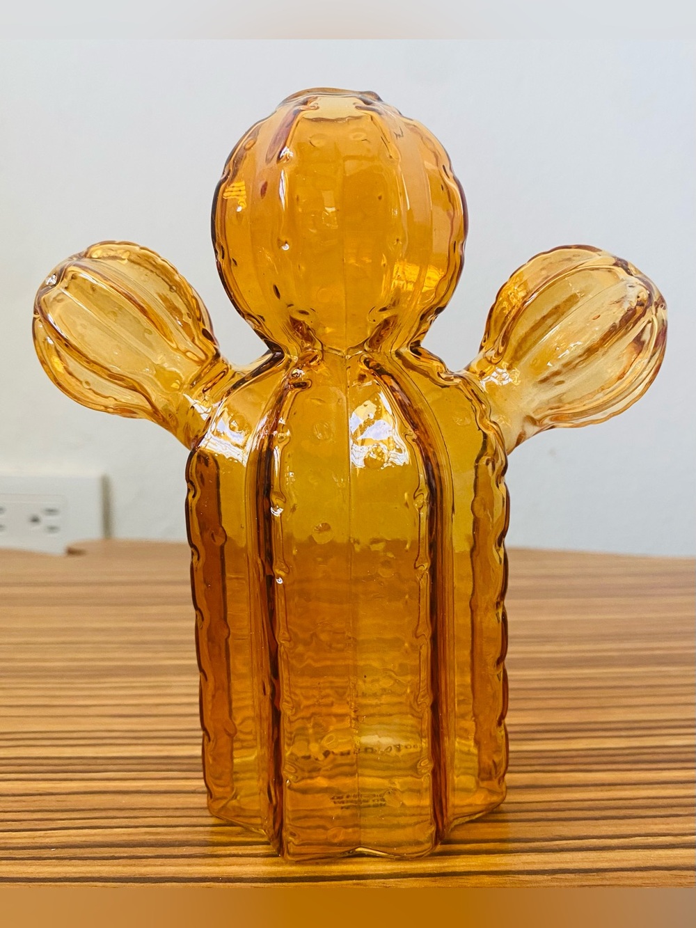 Anthropologie Amber Glass Cactus Vase | New